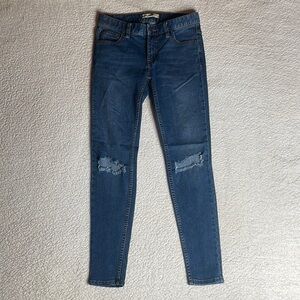 Free People Denim Jeans Dark Wash busted, knees size 25